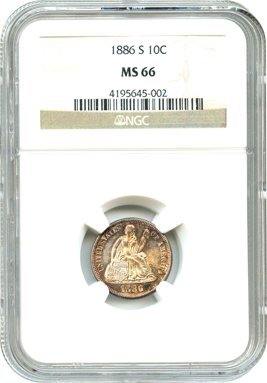 image for: 1886-S 10c NGC MS66