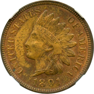 image for: 1891 1c NGC MS62 RB