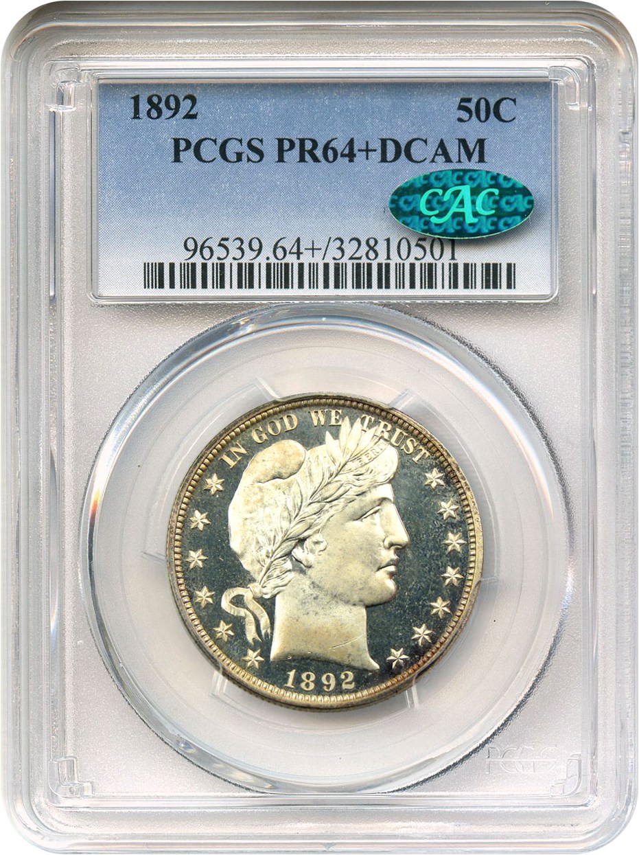 image for: 1892 50c PCGS/CAC Proof 64+ DCAM
