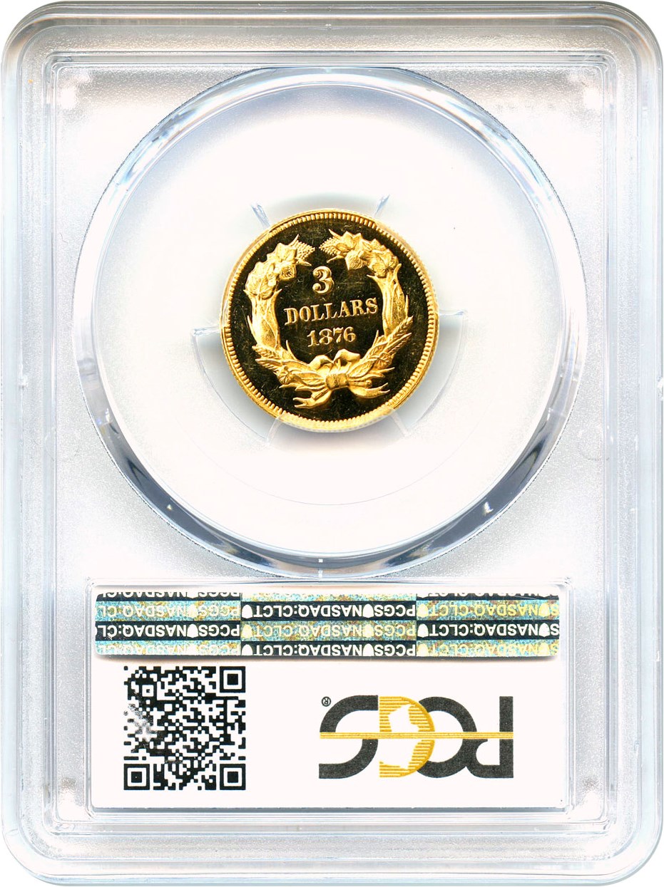 image for: 1876 $3 PCGS Proof 64 DCAM