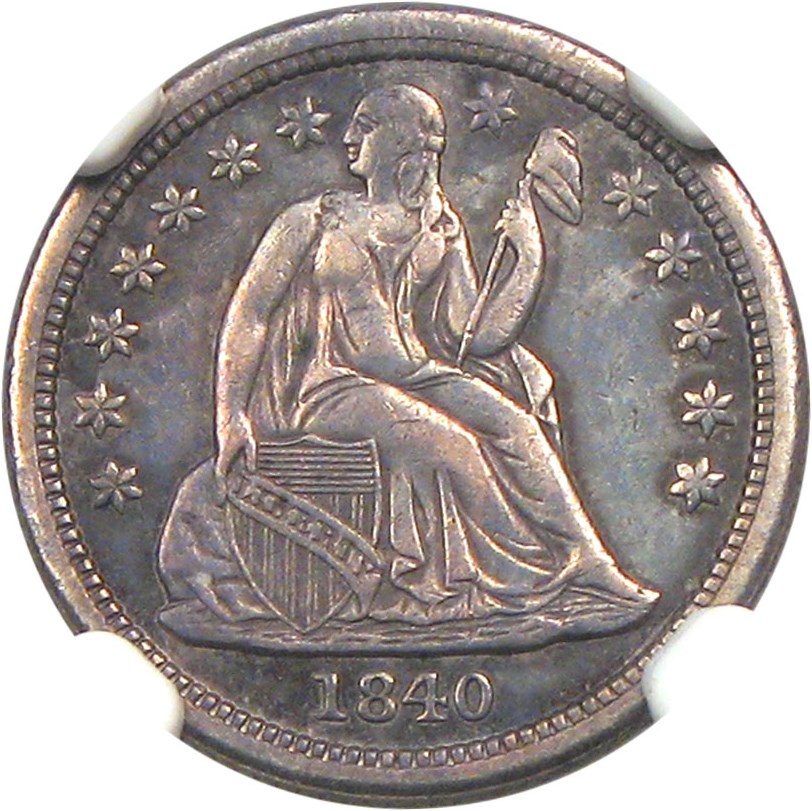 image for: 1840 10c NGC AU53 (With Drapery)