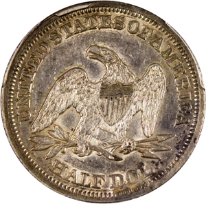 image for: 1842 50c PCGS AU50 (Small Date, Reverse of 1842)