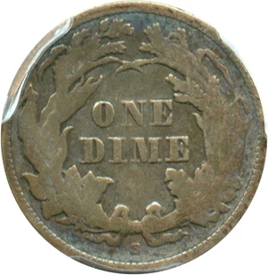 image for: 1862-S 10c PCGS VF20