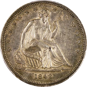 image for: 1842 50c PCGS AU50 (Small Date, Reverse of 1842)