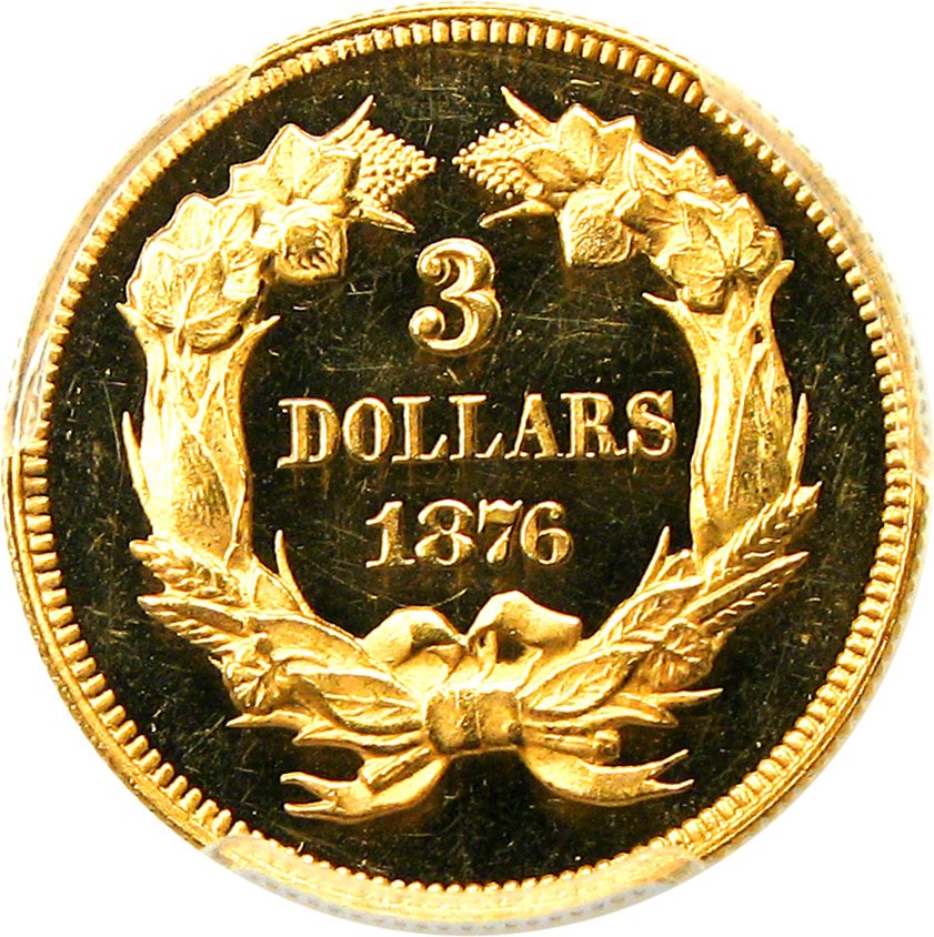 image for: 1876 $3 PCGS Proof 64 DCAM