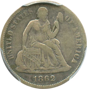 image for: 1862-S 10c PCGS VF20