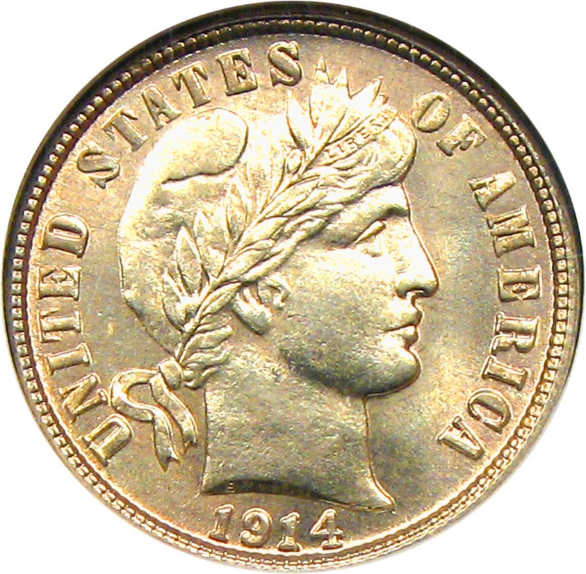 image for: 1914-S 10c NGC/CAC MS64