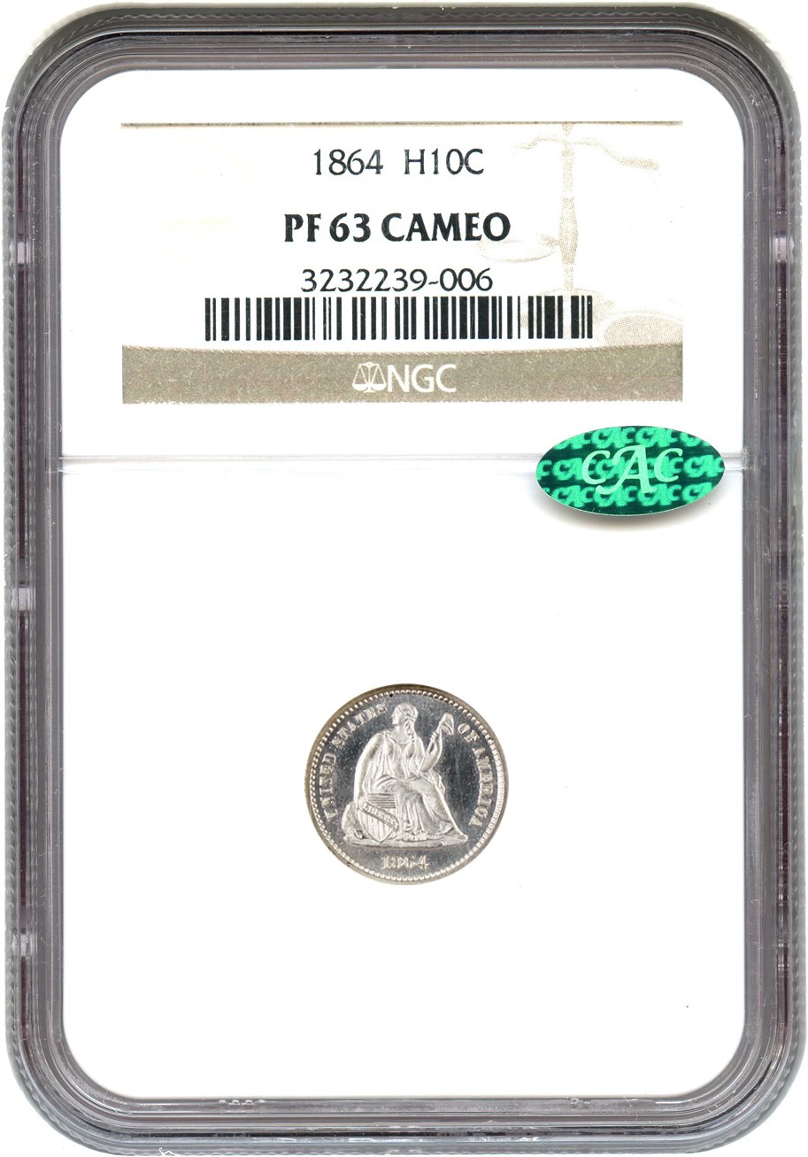 image for: 1864 H10C NGC/CAC Proof 63 CAM