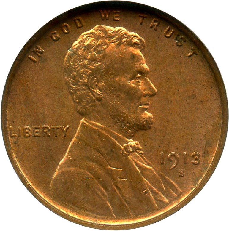 image for: 1913-S 1c NGC/CAC MS64 RB