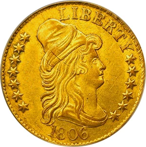 image for: 1806 $5 PCGS AU55 (Rounded 6, 7X6 Stars)