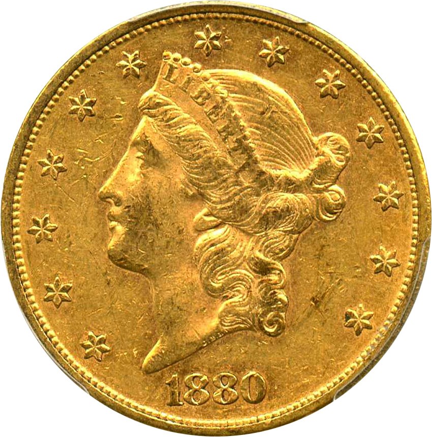 image for: 1880 $20 PCGS/CAC AU55