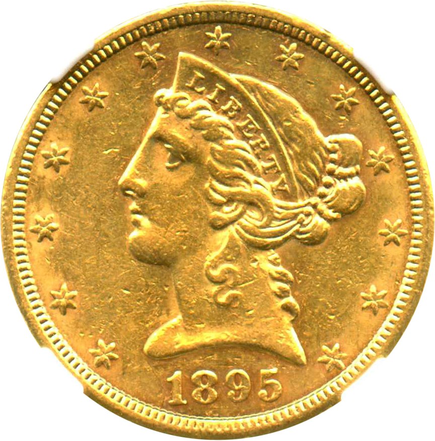 image for: 1895-S $5 NGC AU55