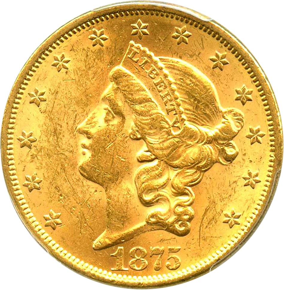 image for: 1875 $20 PCGS MS61