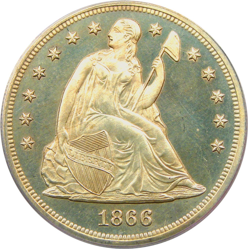 image for: 1866 $1 PCGS Proof 64 CAM (Motto)