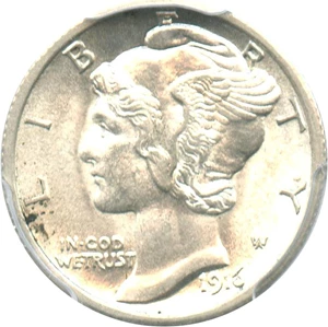 image for: 1916 Mercury 10c PCGS MS64