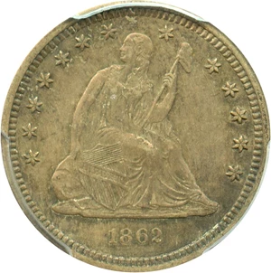 image for: 1862 25c PCGS/CAC AU55