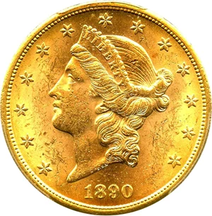 image for: 1890-S $20 PCGS MS61