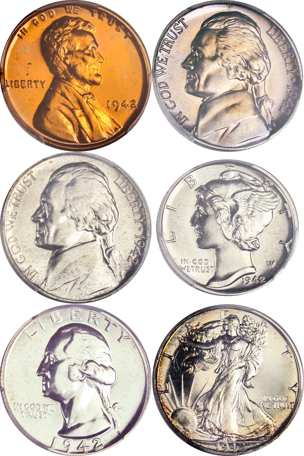 image for: 1942 Proof Set: 1c-50c PCGS/CAC Proof 64-67 (6 Coins)