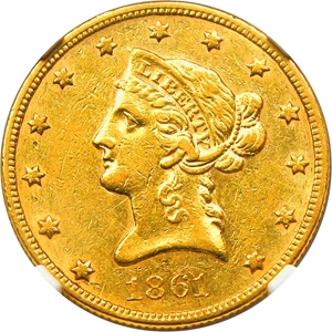 image for: 1861 $10 NGC AU53