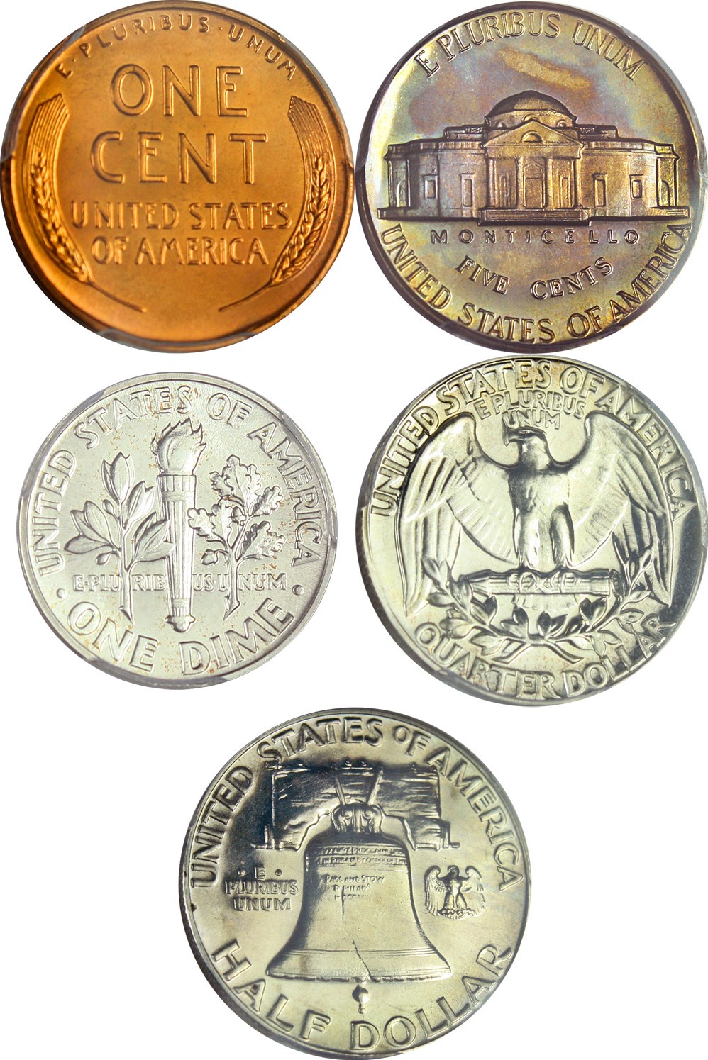 image for: 1950 Proof Set 1c-50c PCGS/CAC PR65-67 (5 Coins) 