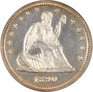 image for: 1890 25c PCGS Secure Proof 63