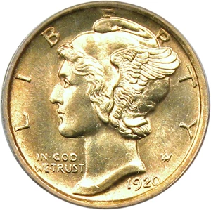 image for: 1920-S 10c PCGS MS64 FB