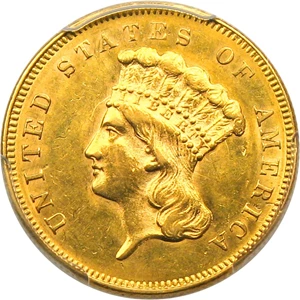 image for: 1857 $3 PCGS MS62 - DLRC Discount!