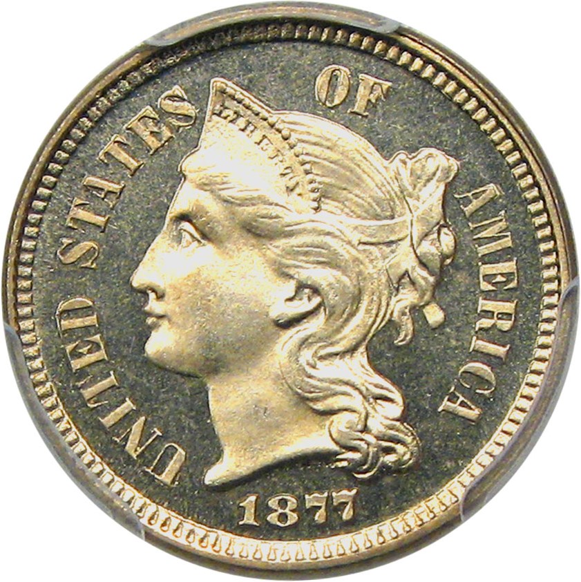 image for: 1877 3cN PCGS/CAC Proof 65 CAM