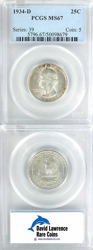 image for: 1934-D 25c PCGS MS67