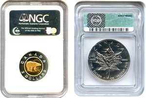 image for: Canada: 2002 Bimetallic $2 NGC PR69 UCAM & 1999 Silver $5 Maple Leaf ICG MS61