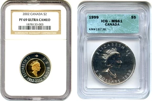 image for: Canada: 2002 Bimetallic $2 NGC PR69 UCAM & 1999 Silver $5 Maple Leaf ICG MS61