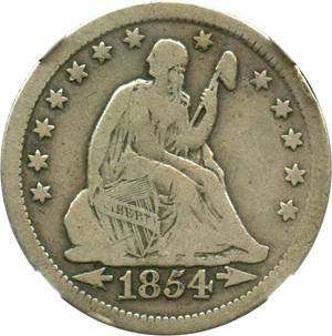 image for: 1854-O 25c NGC F12 (Arrows, Huge O)