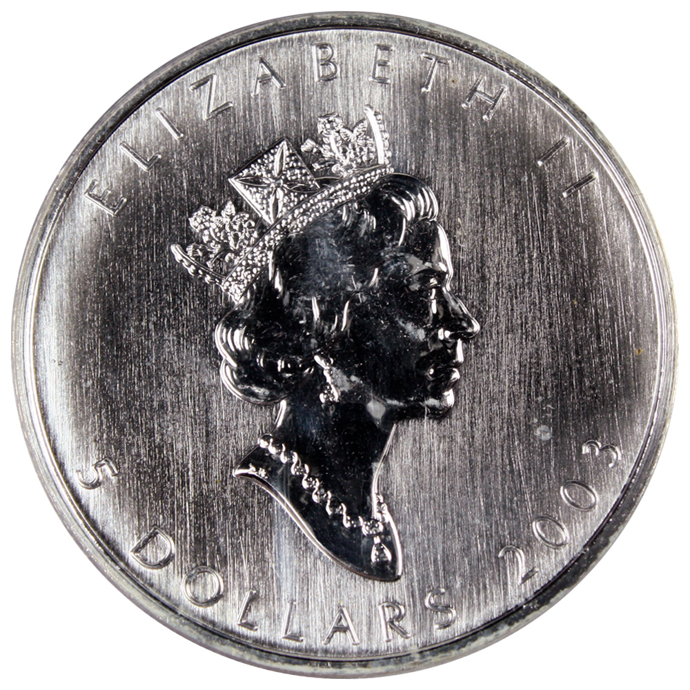 image for: Canada: 2002 & 2003 Silver $5 Maple Leaf: PCGS MS66 & 65 (KM-187) .9997oz Silver