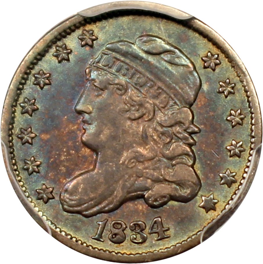 image for: 1834 H10c PCGS/CAC AU53 (3/Inverted 3, FS-301, LM-3, FS-000.3)