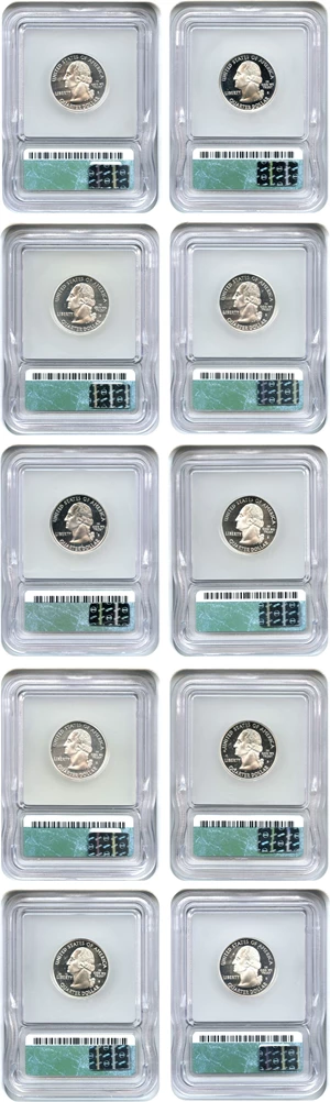 image for: Collector Lot of Washington 25c: All Proof 70 DCAM (Silver, 10 Coins) - No Reserve!
