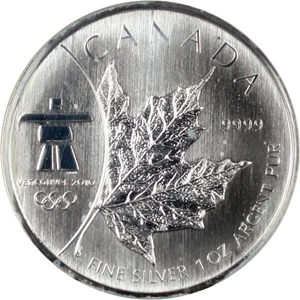 image for: Canada: 2008 $5 Maple Leaf Vancover 2010 Olympics NGC MS69 (KM-800a) .9999oz Silver