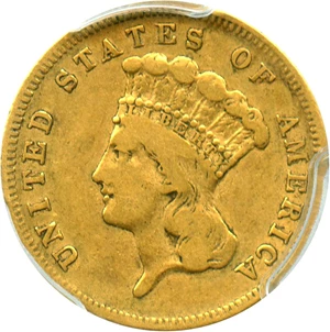 image for: 1868 $3 PCGS VF20