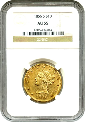 image for: 1856-S $10 NGC AU55