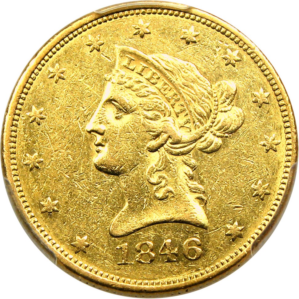 image for: 1846 $10 PCGS AU50