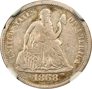 image for: 1868-S 10c NGC VF25
