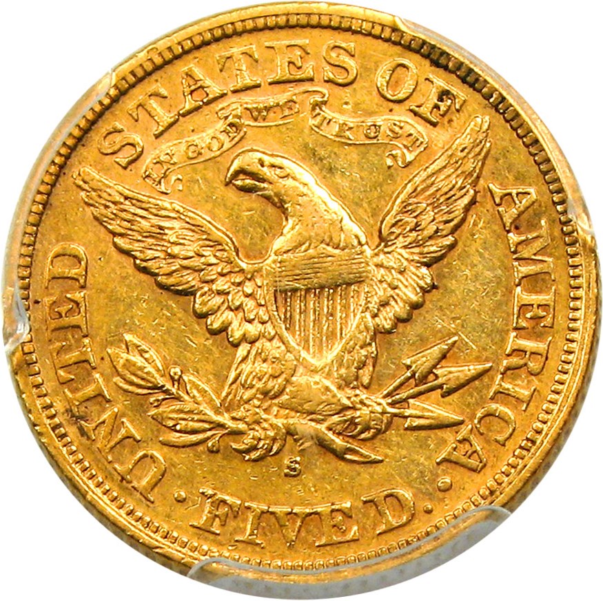 image for: 1872-S $5 PCGS AU55 - Vault Value!