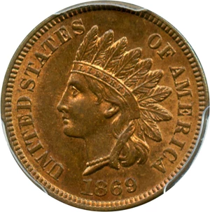 image for: 1869 1c PCGS MS65 RB
