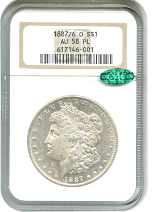 image for: 1887/6-O $1 NGC/CAC AU58 PL