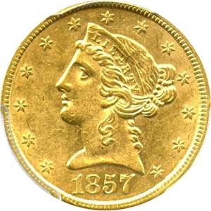 image for: 1857 $5 PCGS AU58