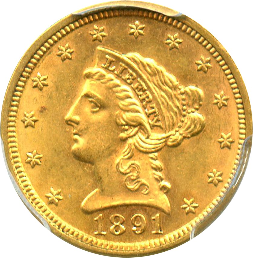 image for: 1891 $2 1/2 PCGS MS63