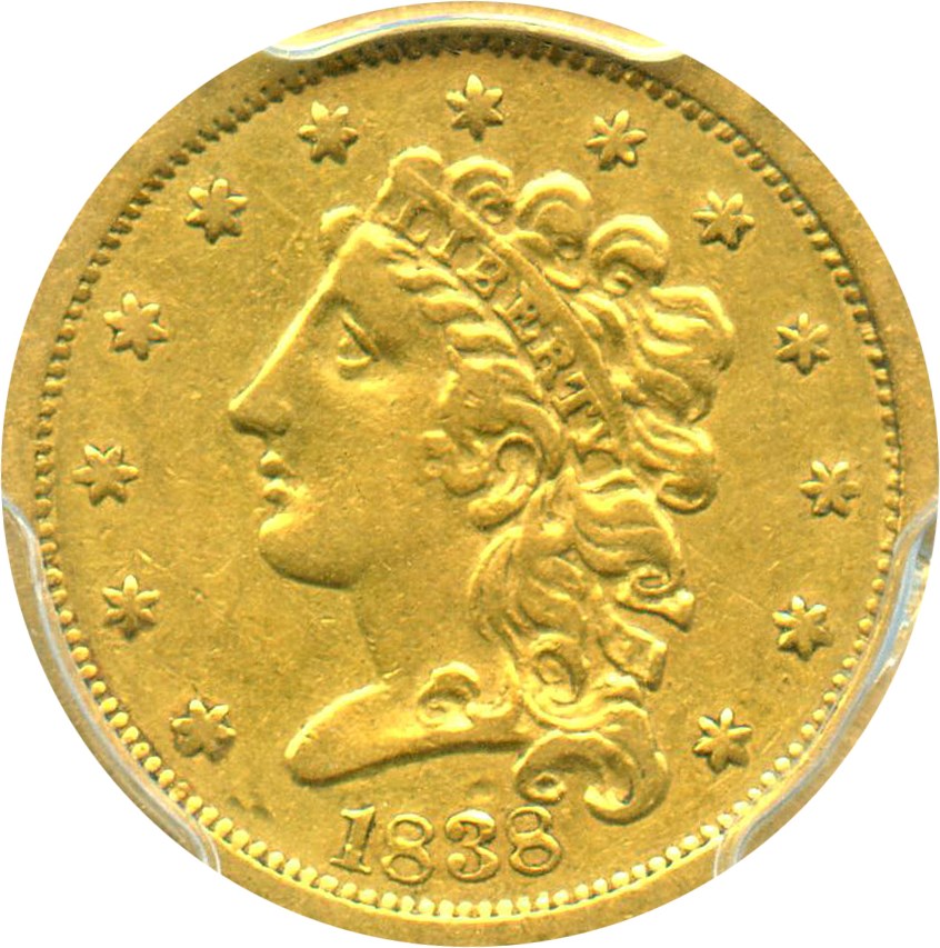 image for: 1838 $2 1/2 PCGS/CAC VF35