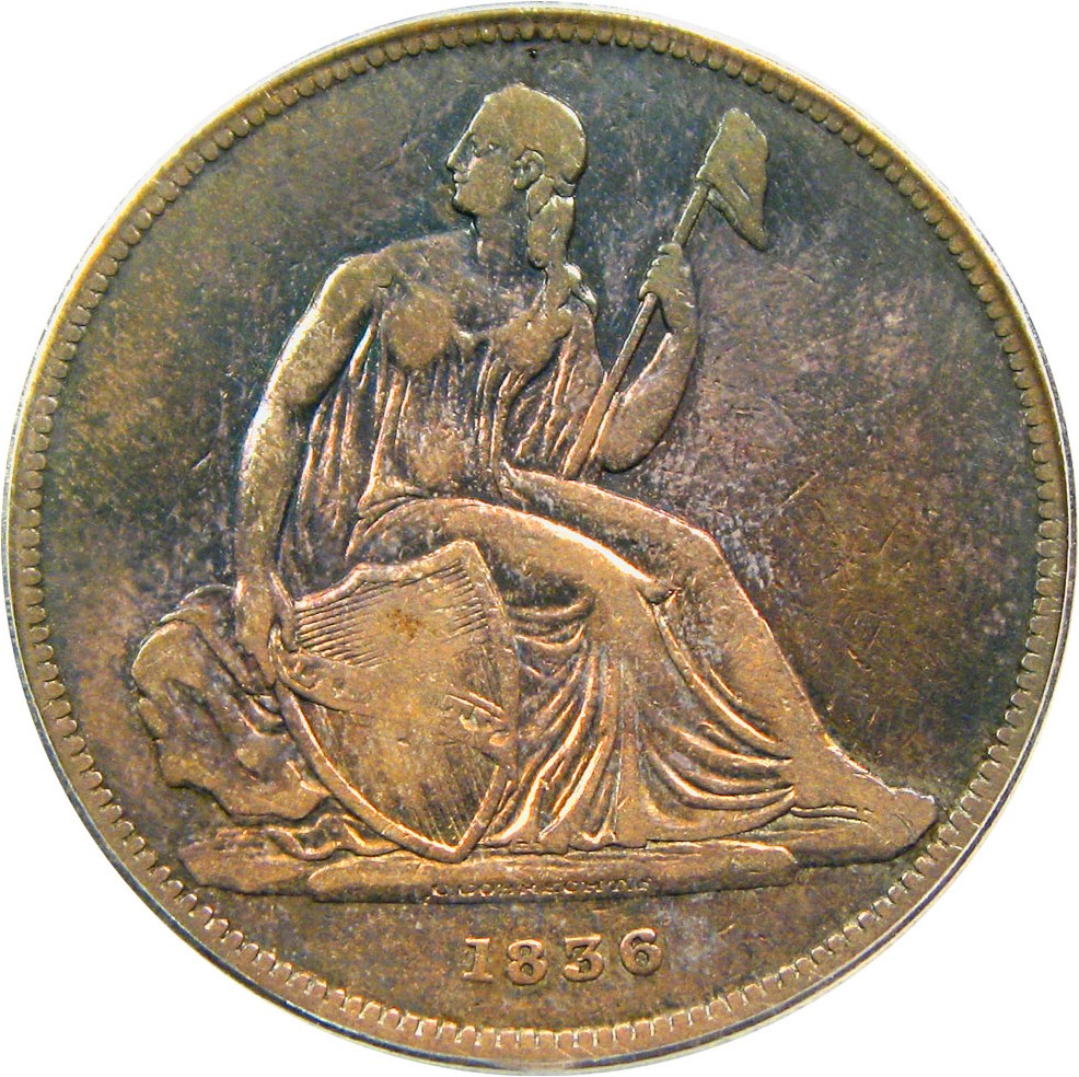 image for: 1836 Gobrecht $1 PCGS/CAC Proof 25 (Name on Base, Original, Medal Alignment)
