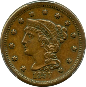 image for: 1857 1c PCGS AU58 (Small Date)
