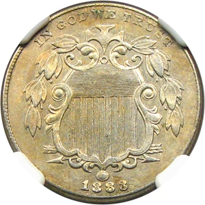 image for: 1883/882 Shield 5c NGC AU53 (FS-302)