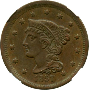 image for: 1857 1c NGC AU55 BN (Small Date)